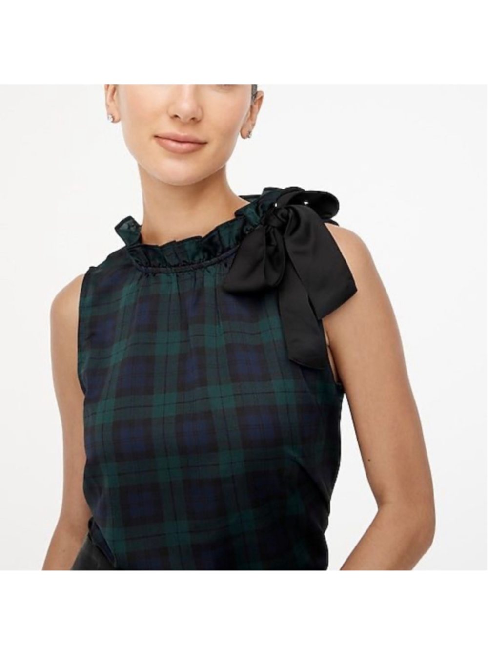 Women's J.Crew Sleeveless Plaid Blouse, XL, Green and Blue